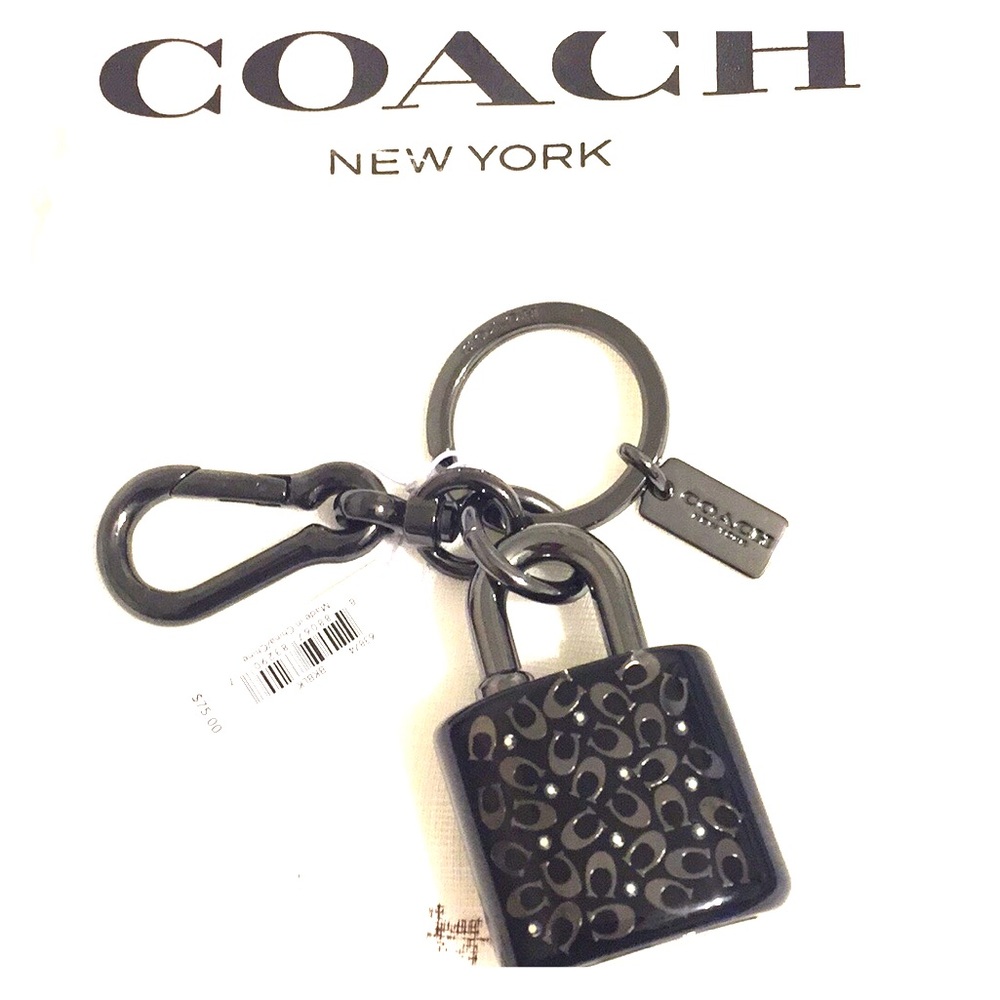 Coach Black Lock Keychain Key Tag